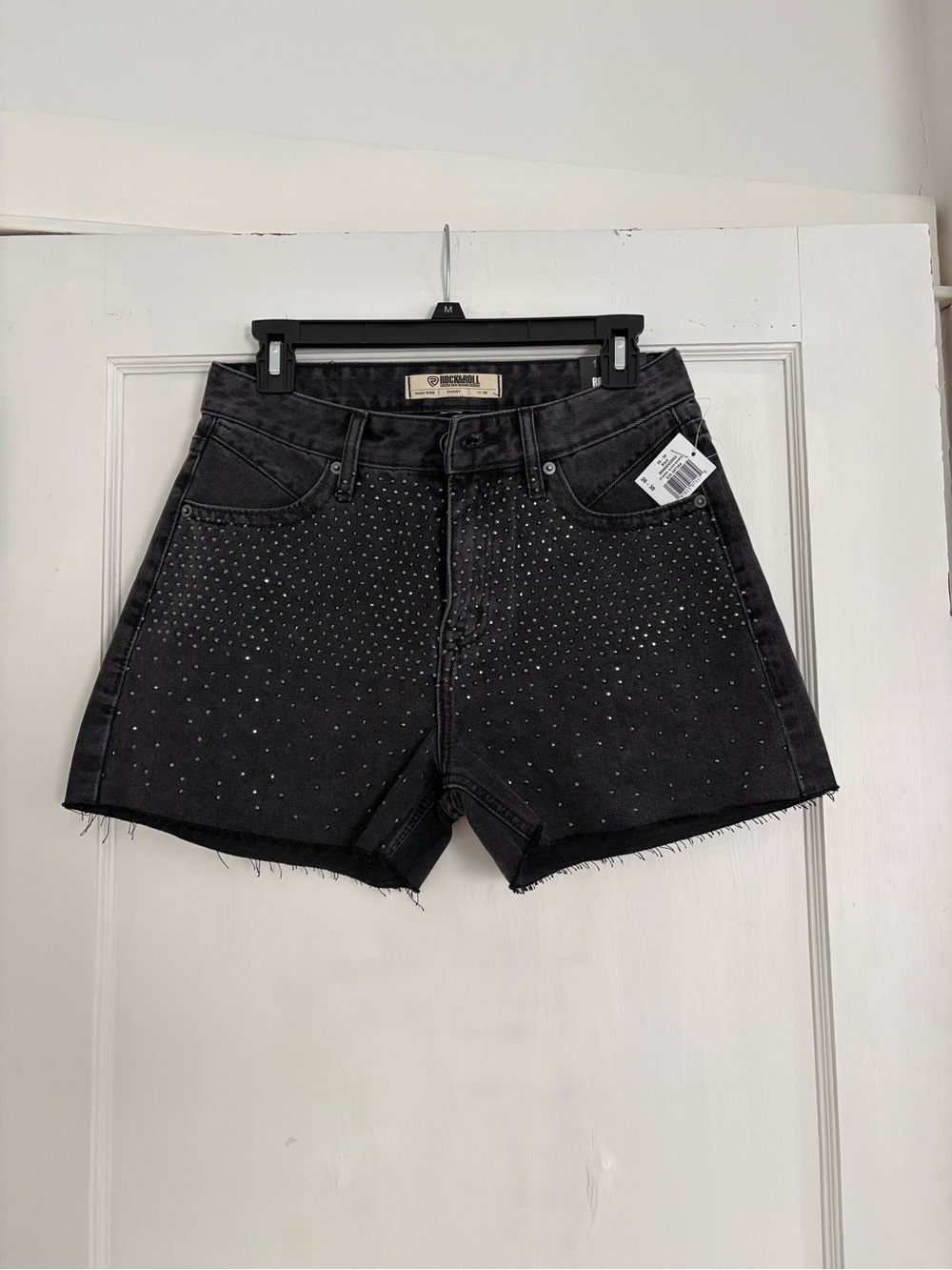 Studded Black High-Rise Denim Shorts